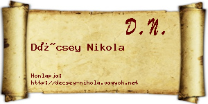 Décsey Nikola névjegykártya